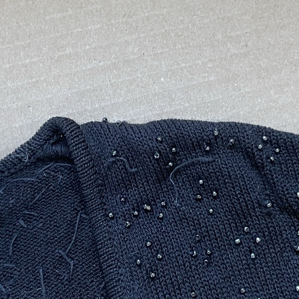 DKNY Y2K Beaded Cardigan Sweater Black Button Front Oversized M - Picture 4 of 9